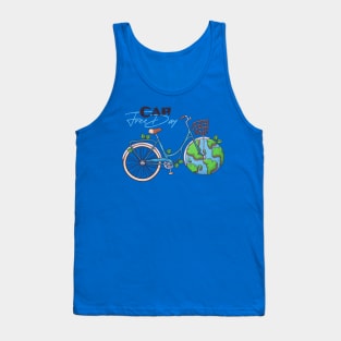 car free day earth wheel Tank Top